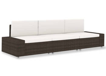 Sofa modułowa 3-osobowa rattan PE brązowa WM-49516