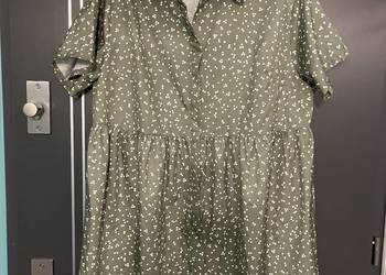 Missguided sukienka koszulowa modny wzór groszki khaki roz.40