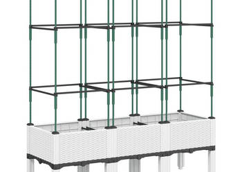 Donica ogrodowa z kratką biała 120x40x1425 cm PP WM-367959