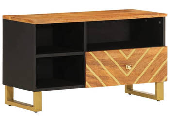 Szafka pod TV brązowo-czarna 80x335x46 cm lite drewno mango WM-356800