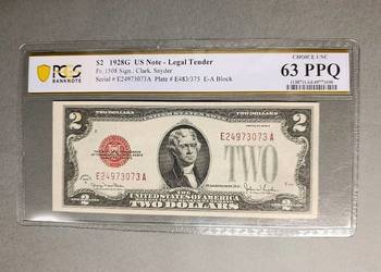 USA 2 Dolary 1928 r PCGS 63 PPQ WYSOKA NOTA RZADKI