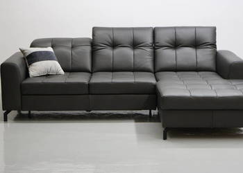 TOH Narożnik z funkcją spania skóra naturalna pojemnik regulowane zagłowki