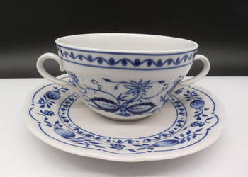 Porcelanowa Bulionówka ze Spodkiem KAHLA Zwiebelmuster (Wzór Cebulowy)