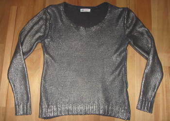 H&M, metaliczna, złota bluzka, sweterek, XS,34