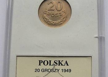 Polska. 20 gr 1949 r, b.z. Stan I UNC w slabie GCN