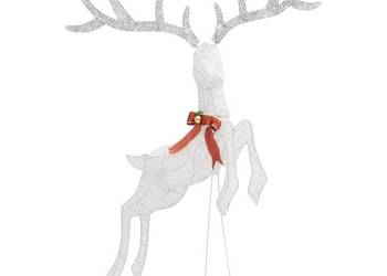 vidaXL Lecący renifer świąteczny, biały, 120 zimnych białych LED(SKU:329769