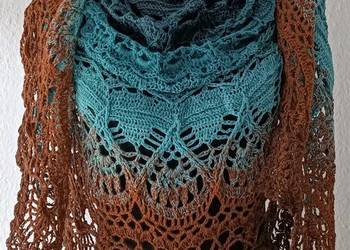 Duża Chusta szydełkowa bawełna/wełna merino