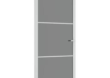 Drzwi wewnętrzne, 93x201,5 cm, białe, szkło ESG i aluminium(350586)