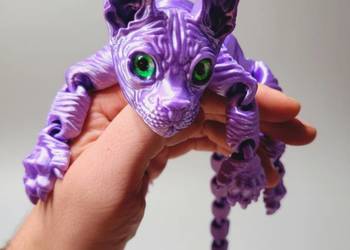 Ruchoma przegubowa figurka „Kot sfinks” – fioletowy (antystresowa zabawka)