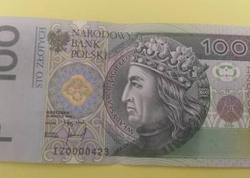 Banknot 100 zł 1994r niski numer