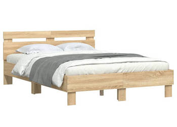 Rama łóżka z wezgłowiem i LED dąb sonoma 135x190 cm WM-3207569
