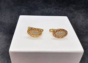 PIĘKNE ZŁOTE KOLCZYKI "GRECKI WZÓR" ZDOBIONE CYRKONIAMI