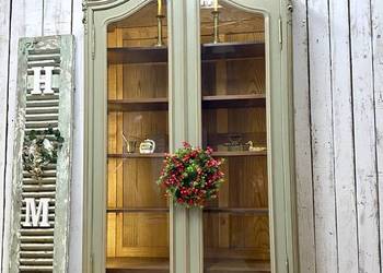 BIBLIOTEKA witryna oliwkowa Ludwik XV Francja drewno Antyk 1898 r.