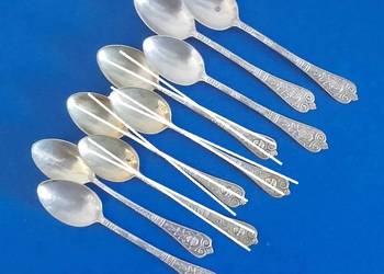 Vintage Retro Posrebrzane Małe Łyżeczki z Twarzą Szwecja_1950_Plater_5 sztu