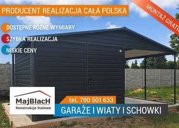 MONTAŻ GRATIS  - Grafitowy/Schowek /Wiatka /TANIE Garaże -Maj-Blach