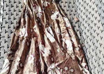 Solar satynowa długa suknia brąz ecru zieleń 38/M