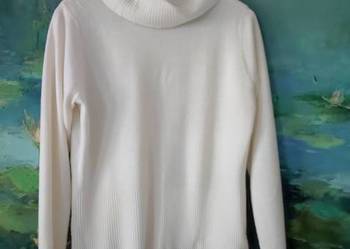 wełniany kardigan cienki golf sweter sweterek śmietankowy   ciepły mięciutk