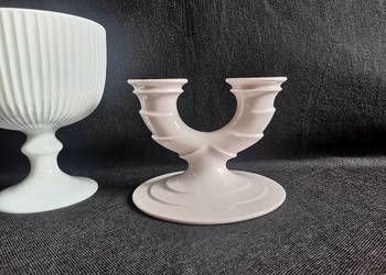Stary świecznik Art Deco różowa porcelana Tillowitz / Huta Franciszka