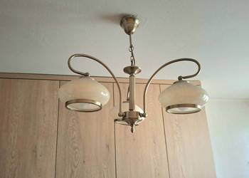 Żyrandol złoty patyna 3 klosze lampa