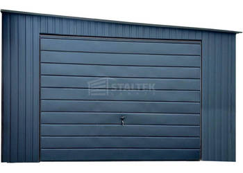 Garaż Blaszany 4,5X8M Brama Uchylna – Antracyt – Dach Spad W Bok ST215