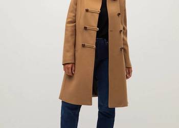 Wełniany płaszcz klasyczny Mango Violeta M 40 L wełna brązowy karmelowy kla