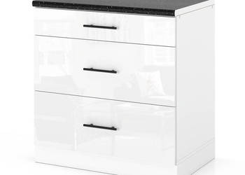 Szafka Kuchenna Stojąca Z Blatem 3 Szuflady 80cm Spremium Biały Połysk