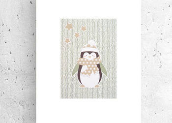 pingwin plakat A4, obrazek z pingwinem, scandi plaka t21x30