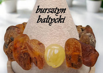 Bransoletka bursztyn bałtycki bryłki surowe i bryłka mleczna #345 Bransoletka bursztyn bałtycki bryłki surowe i bryłka mleczna #345
