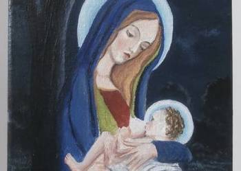 Ikona "W drodze do Egiptu" olej na płotnie 25 x 15 cm