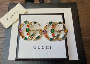 Kolczyki Gucci złote z kolorowy cyrkoniami sztyft