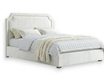 FABIO 180x200 białe łóżko Sypialnia jasny zagłówek welur