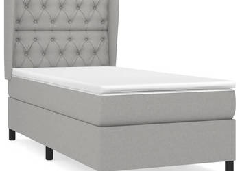 Łóżko kontynentalne z materacem jasnoszare tkanina 80x200 cm WM-3128157
