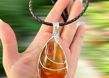 WYPRZEDAŻ wisior srebro 925 bursztyn bałtycki unikat rękodzieło