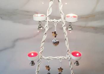 Świecznik Metalowy Choinka 6 świeczek podgrzewaczy wys 53 cm