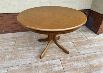 Stół okrągły drewniany rozkładany dąb rustykalny do krzesła