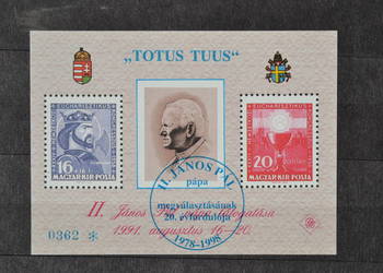 Znaczki. Papież Jan Paweł II Węgry **  Blok przedrukowy