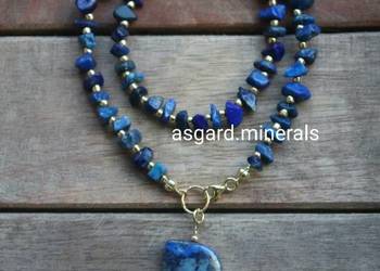 Naszyjnik amulet optymizmu lapis lazuli srebro pozłacane kamień naturalny