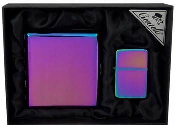 Prezentowy Zestaw Zapalniczka Benzynowa i Papierośnica Tęczowa Gentelo