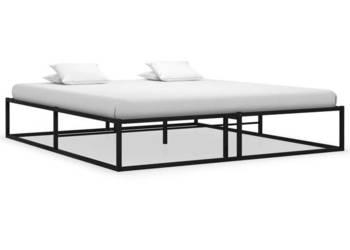 Łóżko Metalowe Czarne Rama Łóżka Ze Stelażem 140 x 200 cm WM-324788