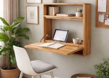 Biurko wiszące z litego drewna dębowego