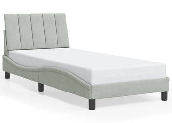 Rama łóżka z oświetleniem LED jasnoszara aksamitna 90x190 cm WM-3213751