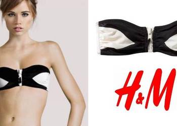 Czarno-biała góra stroju kąpielowego bikini h&M xs 34