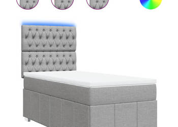 Łóżko kontynentalne z materacem jasnoszare tkanina 90x200 cm WM-3293858