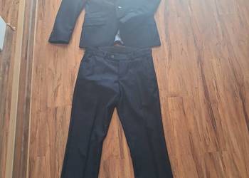 granatowy garnitur Lanser wykonany w 100% wełna stan ideał na wzrost 170 cm