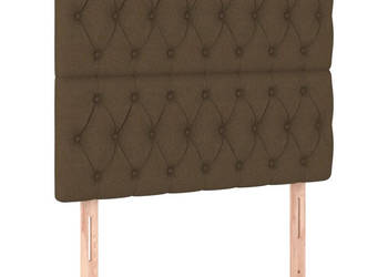 Zagłówek do łóżka z LED ciemnobrązowy 100x7x118/128 cm tkanina WM-3122753