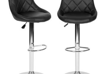 Hoker stołek barowy obrotowy podnóżek regulacja wysokości chrom ekoskóra M…