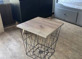 NOWY Stolik kawowy industrialny 40×40 , schowek pod blatem Transport