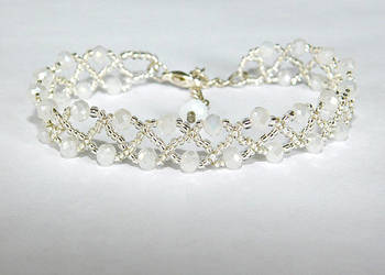 Biało srebrno oalizująca bransoletka, urocza delikatna