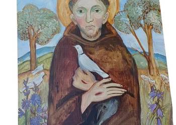 Stary obraz Święty Franciszek z Asyżu Anna Gertych-Malikowa lata 80/90