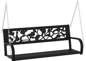 vidaXL Huśtawka ogrodowa, 125 cm, stal i plastik, czarna(sku317145)